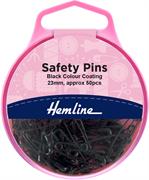 HEMLINE HANGSELL - Safety Pins (50 Pcs) 23mm - black